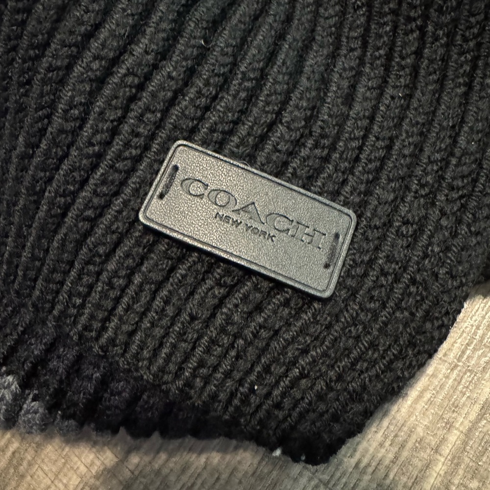 Coach Men's Black and Gray Striped Scarf - Picture 3 of 4